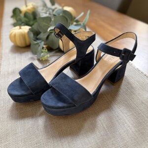 M. Gemi Italian Blue Suede Platform Sandals Sz 39